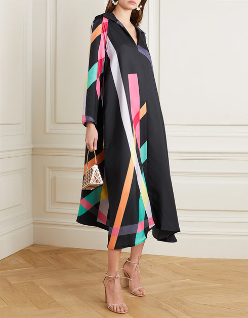 Black Fancy Soft Silk Crepe Kaftan