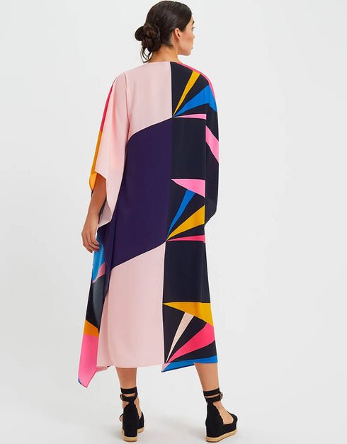 Multi Latest Soft Silk Crepe Kaftan Closure View