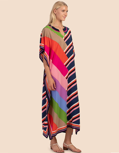 Multi Silk Crepe Kaftan Back View