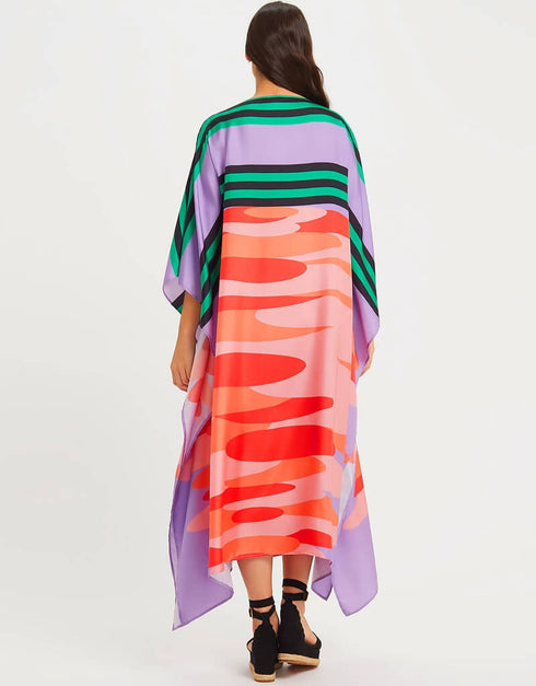 Red Latest Soft Silk Crepe Kaftan Closure View