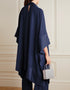 Designer Party Wear Readymade One Piece Navy Blue Korean Nida Pant Suit Back View