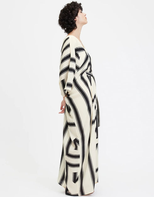 Black & White French Moss Kaftan Back View
