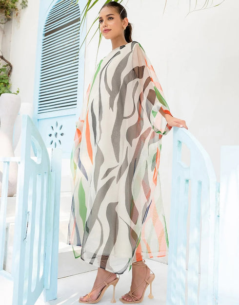 Multi Georgette Kaftan Back View