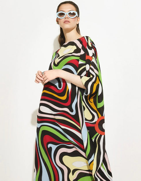 Multi Silk Crepe Kaftan Closure View