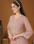 Oriental Pink Heavy Georgette Palazzo Straight Back View