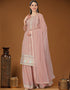 Oriental Pink Heavy Georgette Palazzo Straight Closure View