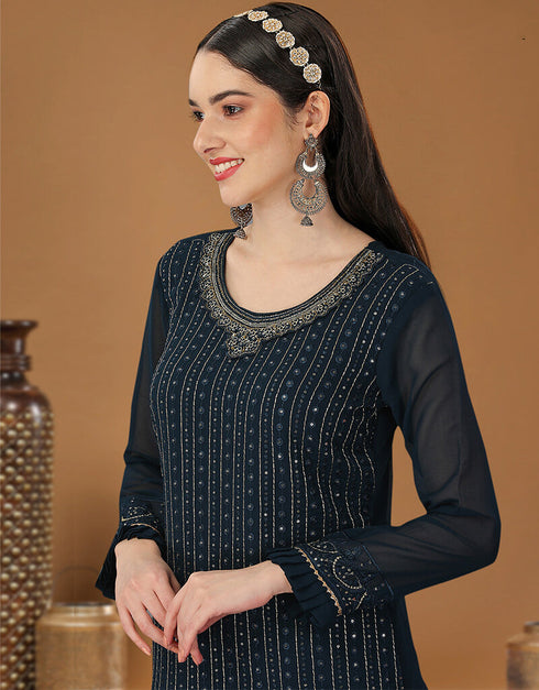 Mirage Heavy Georgette Palazzo Straight Back View