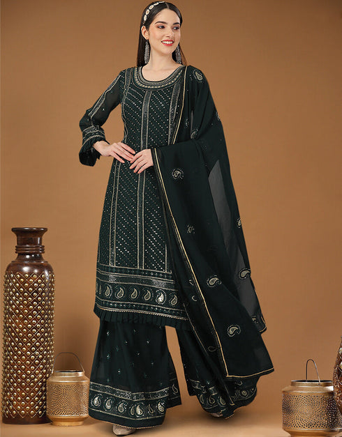 Onyx Heavy Georgette Palazzo Straight Closure View