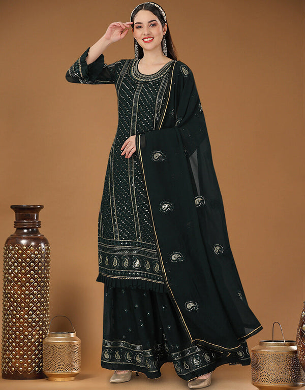 Onyx Heavy Georgette Palazzo Straight