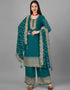 Sea Green Faux Georgette Palazzo Straight