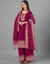 Red Purple Faux Georgette Palazzo Straight Closure View