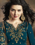 Teal Lehenga style Suit Rangoli Silk Salwar Kameez in Embroidery, Stone & Lace Work Closure View