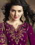 Magenta Lehenga style Suit Rangoli Silk Salwar Kameez in Embroidery, Stone & Lace Work Closure View