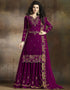 Magenta Lehenga style Suit Rangoli Silk Salwar Kameez in Embroidery, Stone & Lace Work