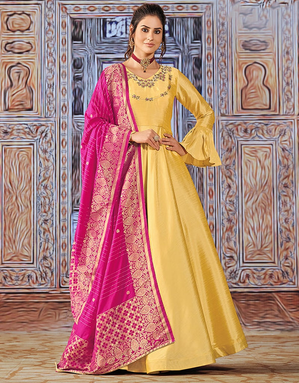 Yellow Silk Anarkali Anarkali