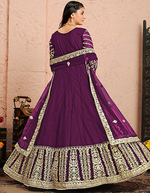 Purple Net Anarkali Anarkali Closure View