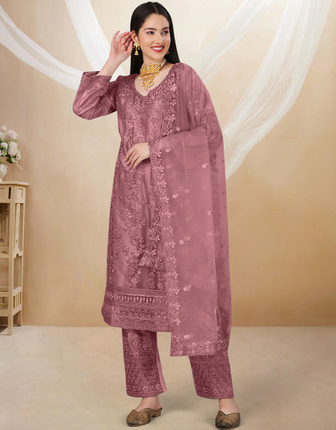 Copper Rose Heavy Butterfly Net Pant Straight