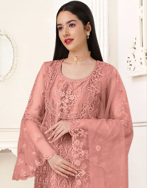 Oriental Pink Heavy Butterfly Net Pant Straight Closure View