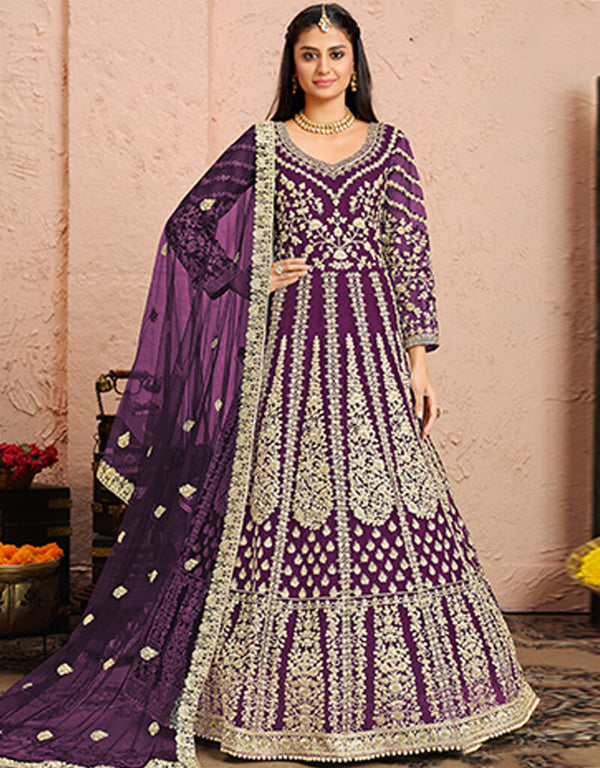 Purple Net Anarkali Anarkali