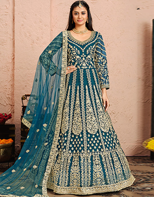 Blue Net Anarkali Anarkali