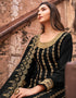 Navy Blue Lehenga style Suits Dola Jacquard Silk Salwar Kameez in Embroidery, Stones & Lace Work Closure View