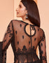 Black Pant style Suits Butterfly Net Salwar Kameez in Sequins Embroidery & Lace Work Closure View
