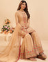 Golden Sharara style Suits Georgette Salwar Kameez in Mattie Embroidery, Sequins & Lace Work Closure View