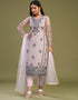 Designer Party Wear Readymade Salwar Suit Pink Net Pant Straight Front View