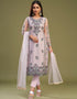 Designer Party Wear Readymade Salwar Suit Pink Net Pant Straight Close-up View