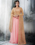 Heavy Designer Wedding Wear Salwar Suit Peach Net Lehenga Choli Front View
