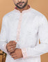 Readymade Men's Kurta Pyjama White Kurta Shaded Silk Churidar Back View