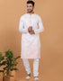 Readymade Men's Kurta Pyjama White Kurta Shaded Silk Churidar Front View