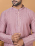 Readymade Men's Kurta Pyjama Light Mauve Kurta Viscose Cotton Churidar Back View