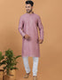 Readymade Men's Kurta Pyjama Light Mauve Kurta Viscose Cotton Churidar Front View