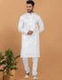 Readymade Men's Dhoti Kurta White Kurta Silk Churidar Front View