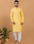 Readymade Men's Dhoti Kurta Light Mustard Kurta Poly Cotton Churidar Front View
