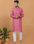 Readymade Men's Dhoti Kurta Pink Kurta Poly Cotton Churidar Front View