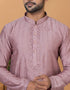 Readymade Men's Dhoti Kurta Mauve Kurta Viscose Cotton Churidar Back View