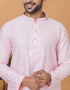 Readymade Men's Dhoti Kurta Light Pink Kurta Viscose Cotton Churidar Back View
