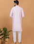 Readymade Men's Dhoti Kurta Light Pink Kurta Viscose Cotton Churidar Close-up View