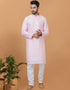 Readymade Men's Dhoti Kurta Light Pink Kurta Viscose Cotton Churidar Front View