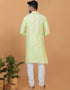 Readymade Men's Indo Western Pista Kurta Viscose Cotton Churidar Back View
