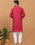 Readymade Men's Indo Western Red Kurta Viscose Cotton Churidar Back View