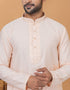 Readymade Men's Indo Western Light Peach Kurta Viscose Cotton Churidar Close-up View