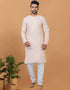 Readymade Men's Indo Western Light Peach Kurta Viscose Cotton Churidar Front View