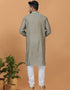 Readymade Men's Indo Western Dull Green Kurta Viscose Cotton Churidar Back View