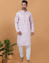 Readymade Men's Indo Western Light Pink Kurta Silk Churidar Front View