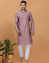 Readymade Men's Kurta Pyjama Mauve Kurta Viscose Cotton Churidar Front View
