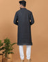 Readymade Men's Kurta Pyjama Black Kurta Viscose Cotton Churidar Back View