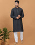 Readymade Men's Kurta Pyjama Black Kurta Viscose Cotton Churidar Front View
